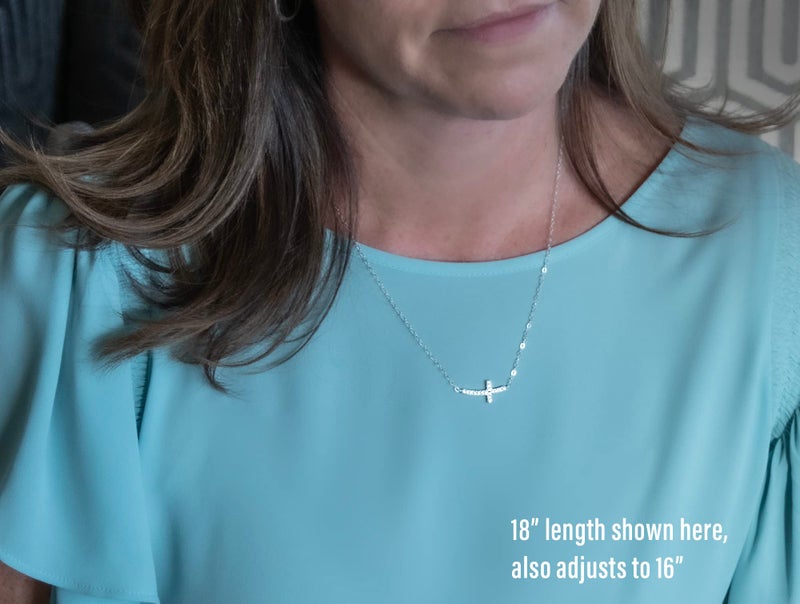 EFYTAL Sideways Cross Necklace for Women, Dainty 925 Sterling Silver Cross Necklaces for Women, Baptism Gifts for Girl, Confirmation Gifts for Teen Girls, First Communion, Christian - Image 2